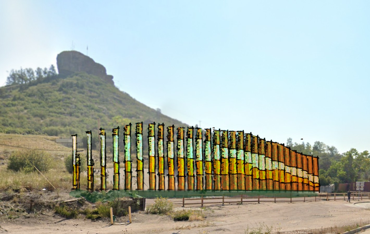 Mockup of the sculpture below the Castle Rock